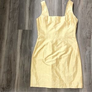 Vintage Cache Yellow Silk Cocktail Dress